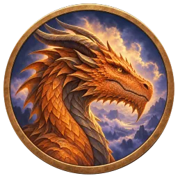 Orange dragon medallion